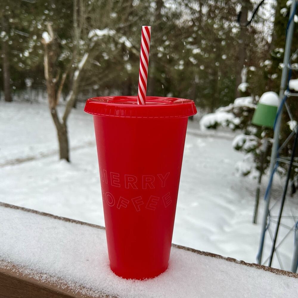 Starbucks Merry Coffee Limited Edition Holiday Reusable Plastic Tumbler Cup 24oz